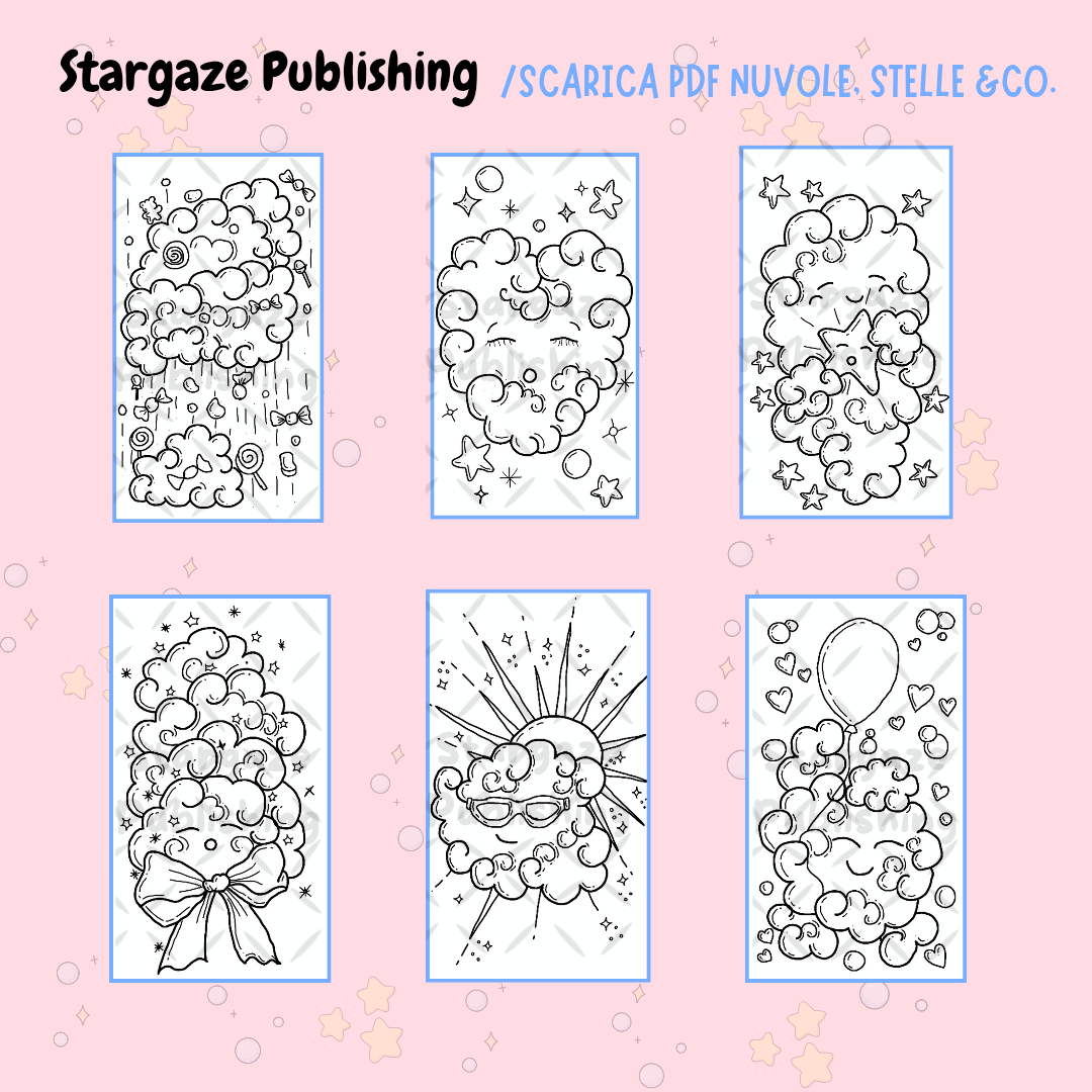 Cloudy tra le Stelle – Mini Stickers da Colorare