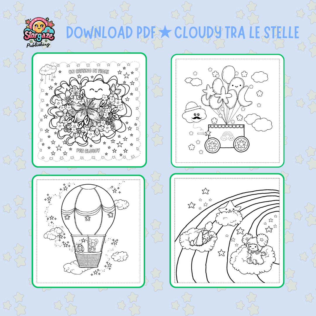 Esmpi di tavole da colorare contenute nel file PDF Cloudy tra le 17 tavole da colorare