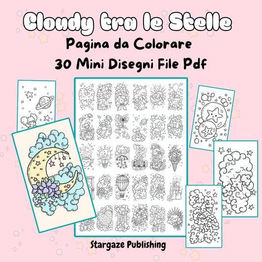 Cloudy tra le Stelle – Mini Stickers da Colorare
